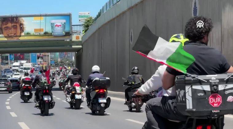 Motosikletlilerden İsrail Başkonsolosluğu önünde ‘soykırım’ protestosu 16